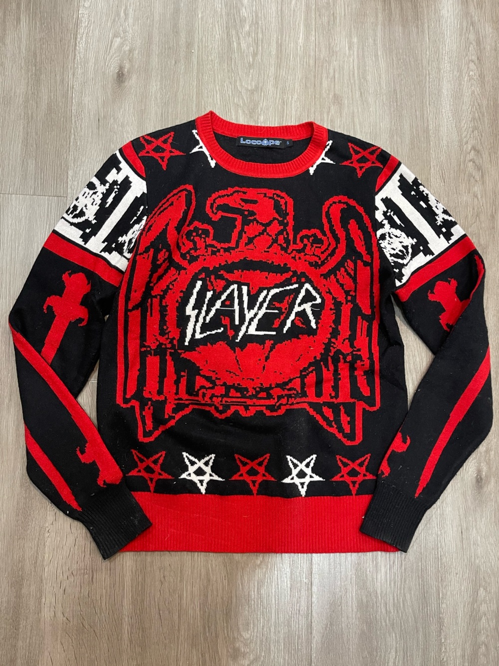 Slayer Black, White, and Red Graphic Crewneck Sweater 🤘🎸⚡️
